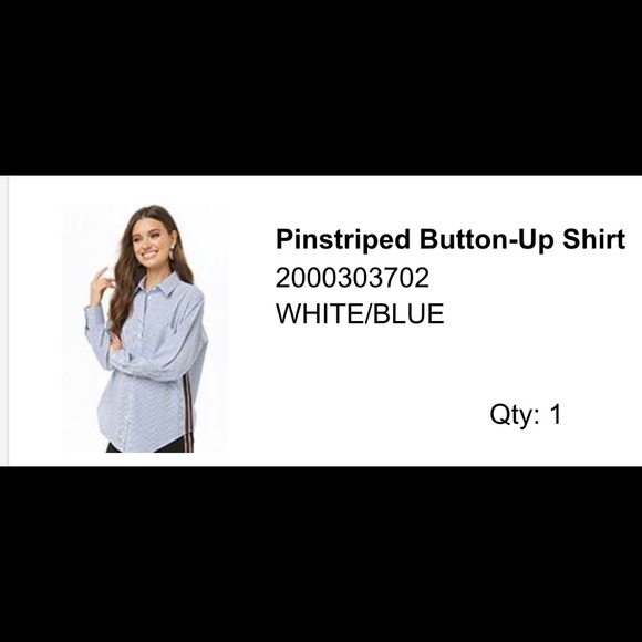 Forever 21 blue striped button down shirt - Picture 1 of 6